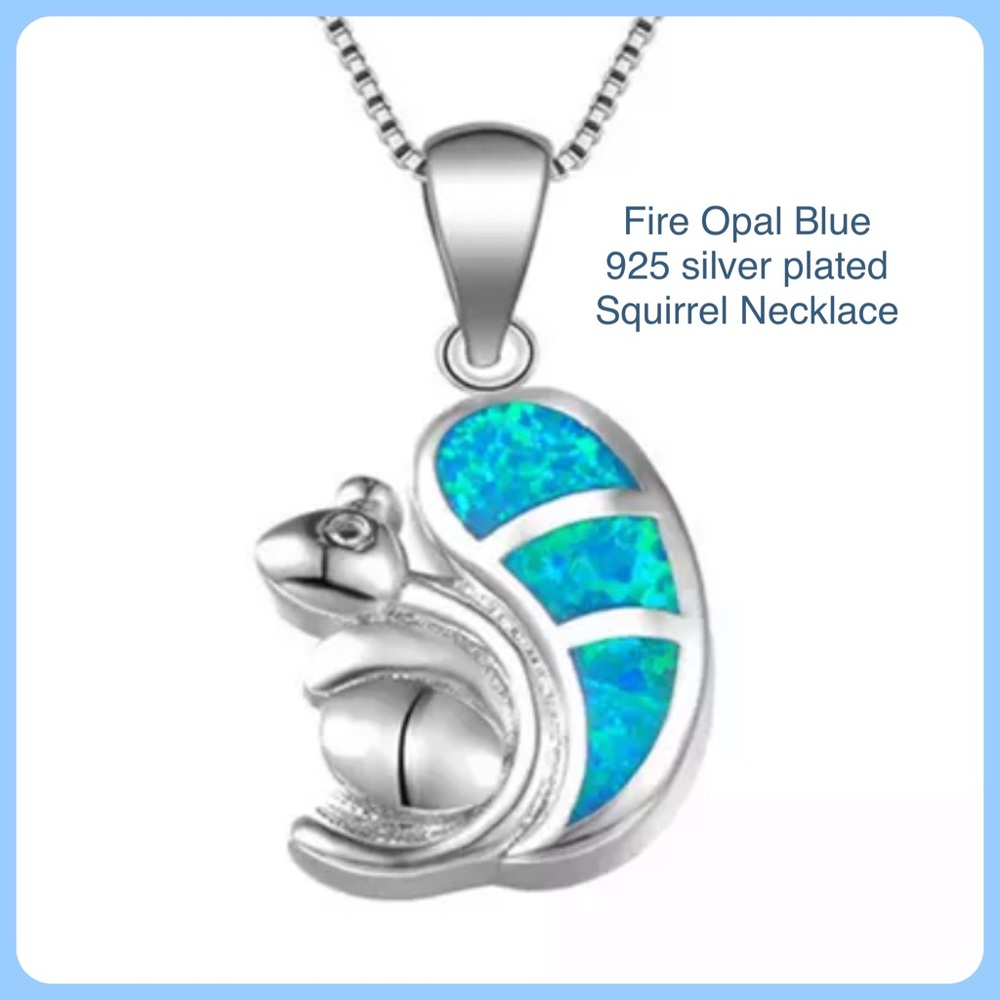 🧿BUY1•GET1•FREE🧿 Blue Fire Opal Squirrel Silver